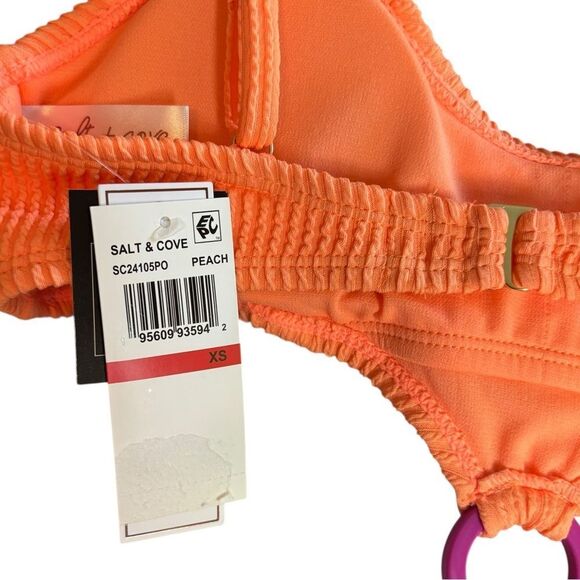 Salt + Cove Juniors' Colorblocked One-Piece Monokini, Peach Fuchsia - Picture 6 of 7